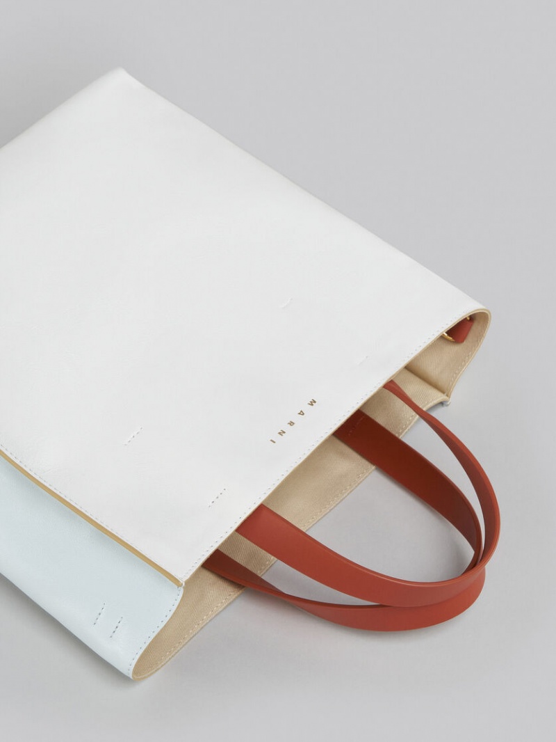 Marni Museo Soft Small Bag Läder Vita Ljusblå | ESEVG69007