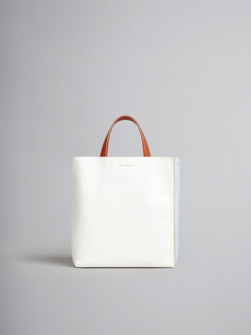 Marni Museo Soft Small Bag Läder Vita Ljusblå | ESEVG69007