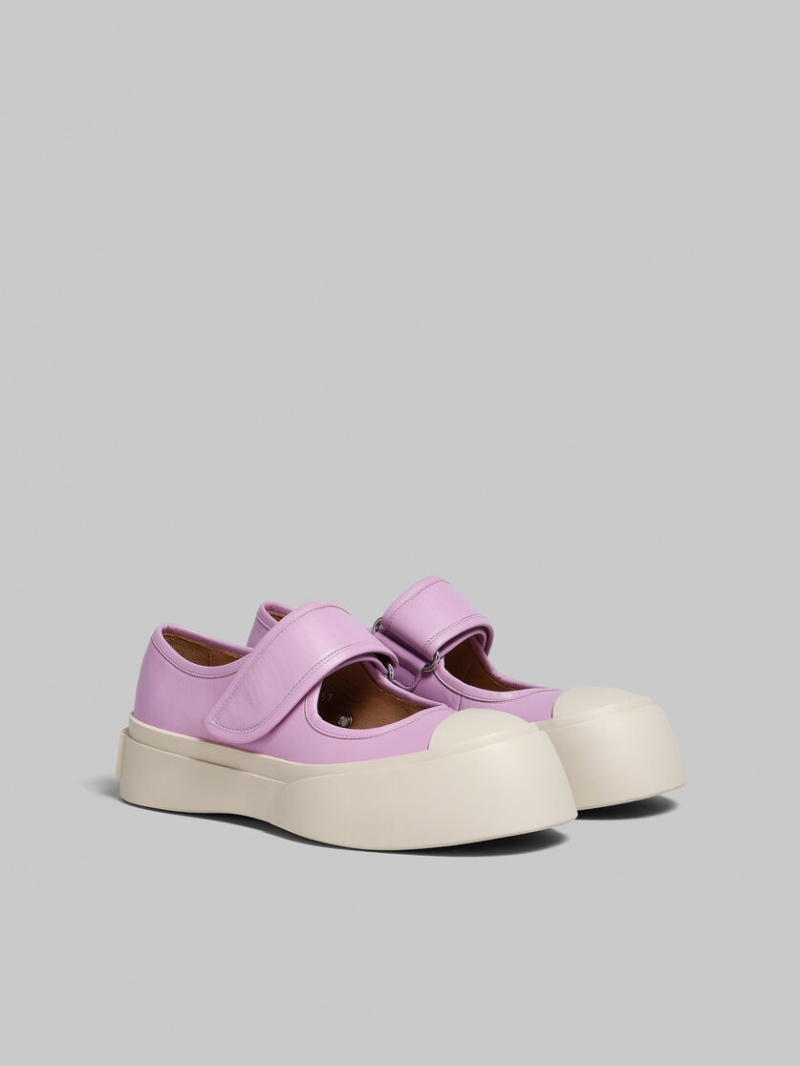 Marni Nappa Läder Mary Jane Sneaker Lila | SECVG43035