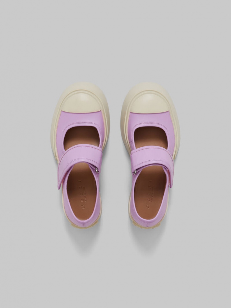 Marni Nappa Läder Mary Jane Sneaker Lila | SECVG43035