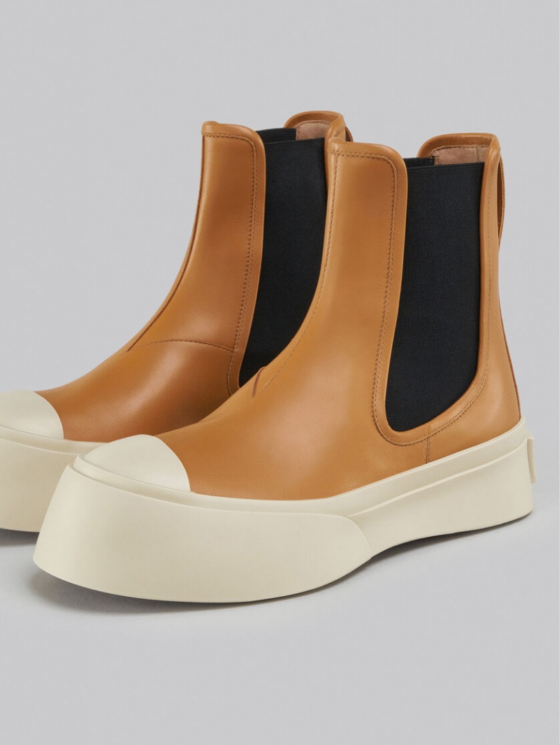Marni Nappa Läder Pablo Chelsea Boot Bruna | YSEVQ75877