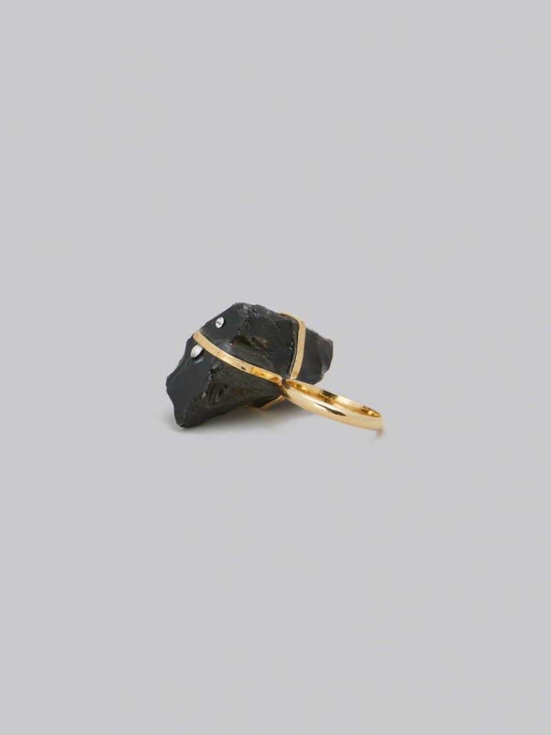 Marni Obsidian Ring With Rhinestone Polka Dots Svarta Obsidian | MSEFT29573