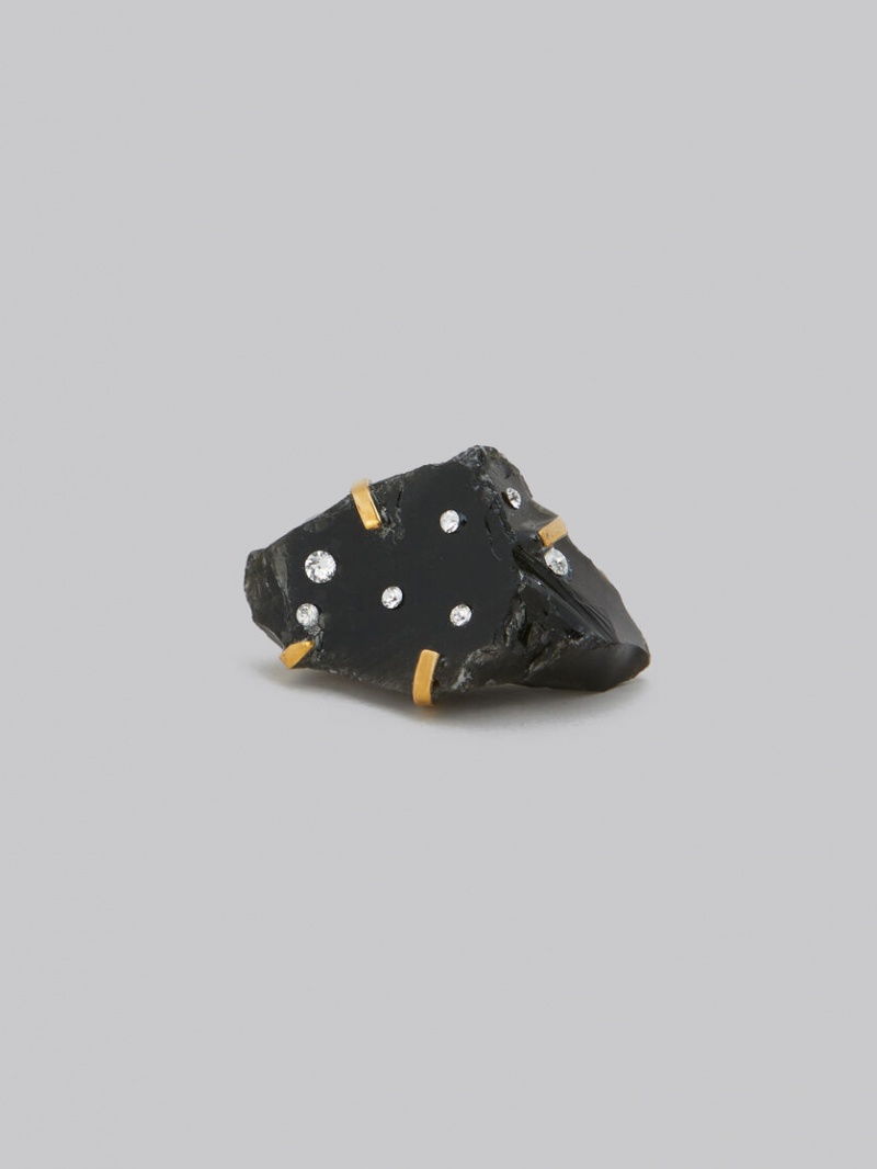 Marni Obsidian Ring With Rhinestone Polka Dots Svarta Obsidian | MSEFT29573