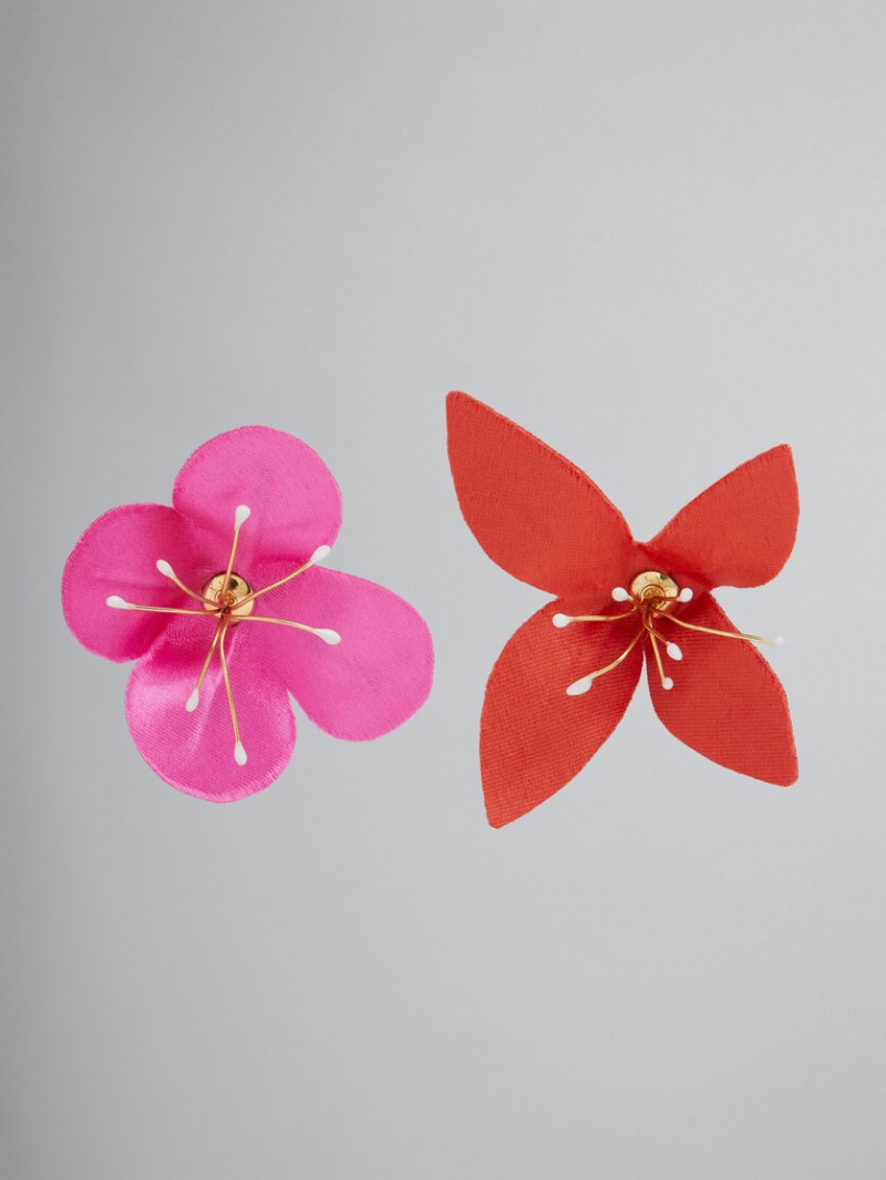 Marni Oversized Fabric Flower Stud Blommiga | SENZX23923