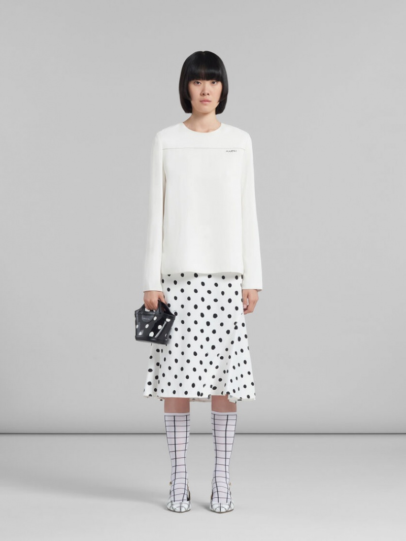 Marni Polka-dot Lack Läder Tropicalia Micro Bag Svarta Vita | SECIF47027