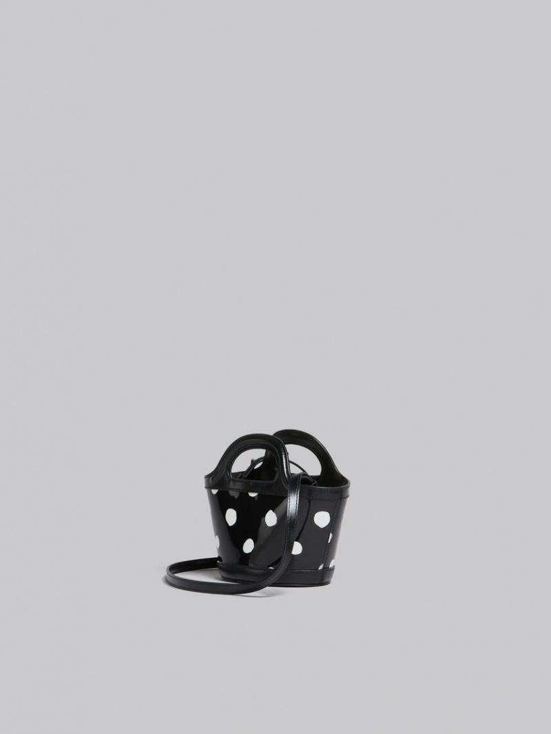 Marni Polka-dot Lack Läder Tropicalia Micro Bag Svarta Vita | SECIF47027