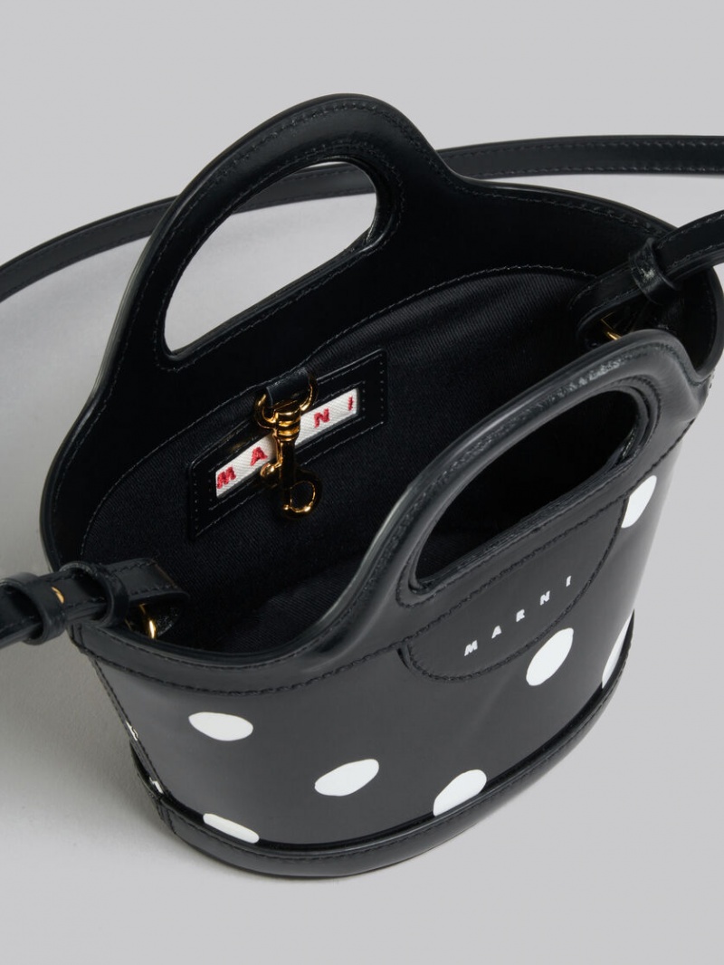 Marni Polka-dot Lack Läder Tropicalia Micro Bag Svarta Vita | SECIF47027