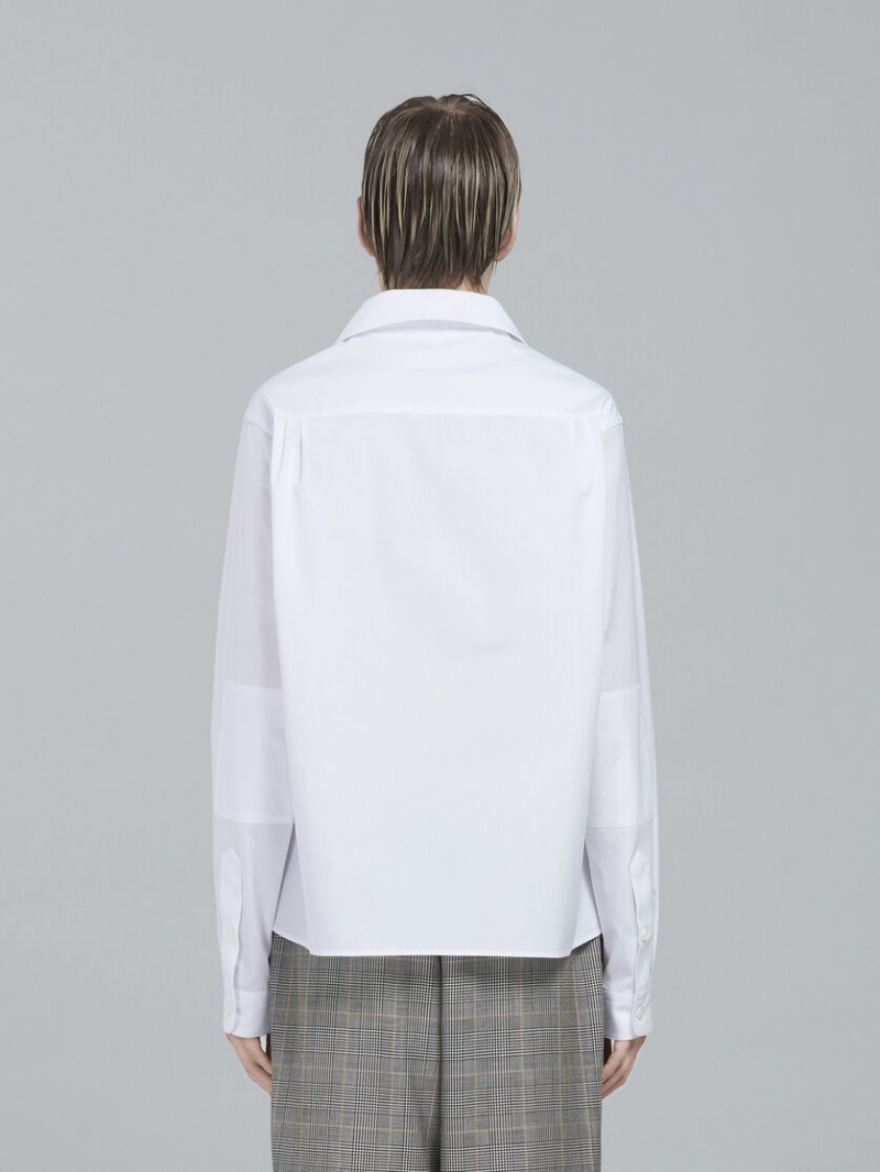 Marni Poplin Long-sleeved Logo Bowling Shirt Vita | TSEWZ67047