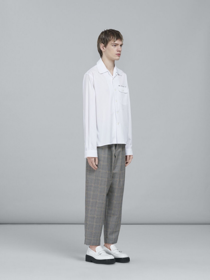 Marni Poplin Long-sleeved Logo Bowling Shirt Vita | TSEWZ67047
