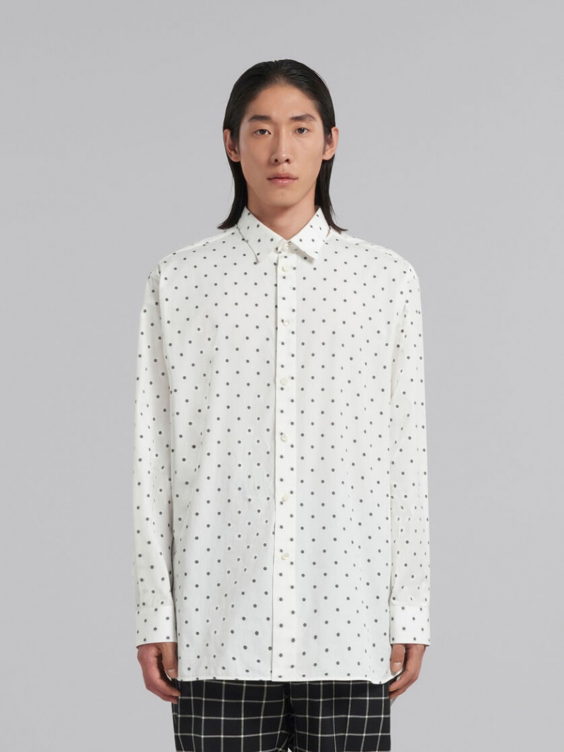 Marni Poplin Long-sleeved Shirt With Polka Dots Vita | ZSENQ30694