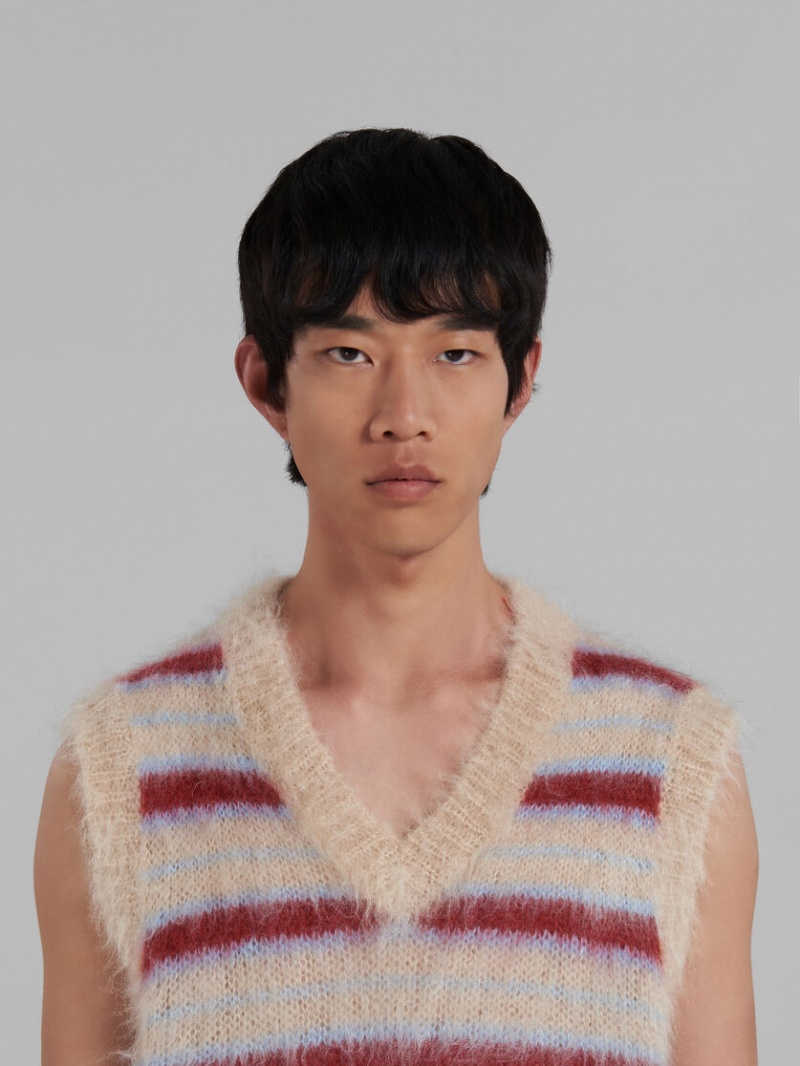 Marni Randig Mohair Vest Grädde | SEICD69734