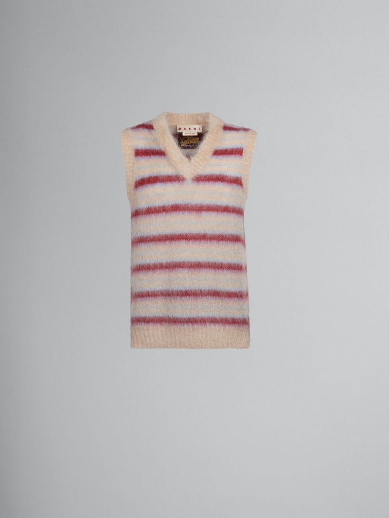 Marni Randig Mohair Vest Grädde | SEICD69734