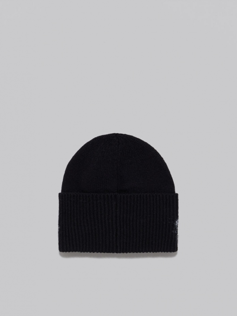 Marni Shetland Ull Logo Beanie Svarta | SEDYB96961