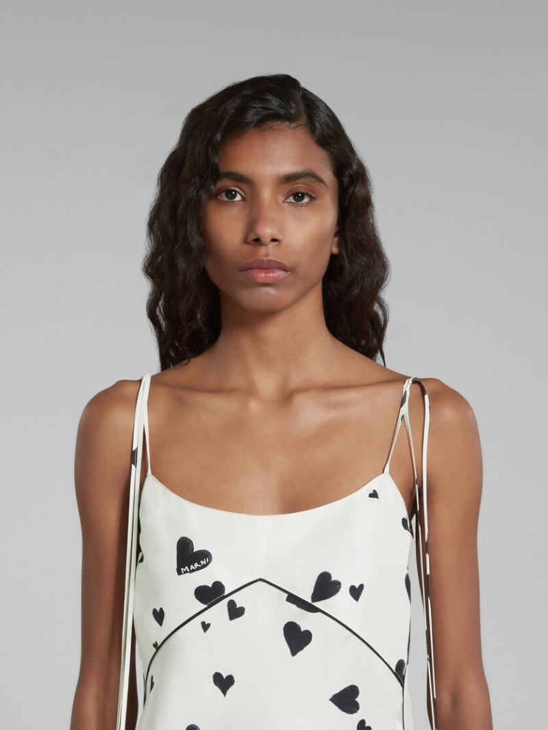 Marni Silk Camisole With Bunch Of Hearts Print Vita | FSEUI99508