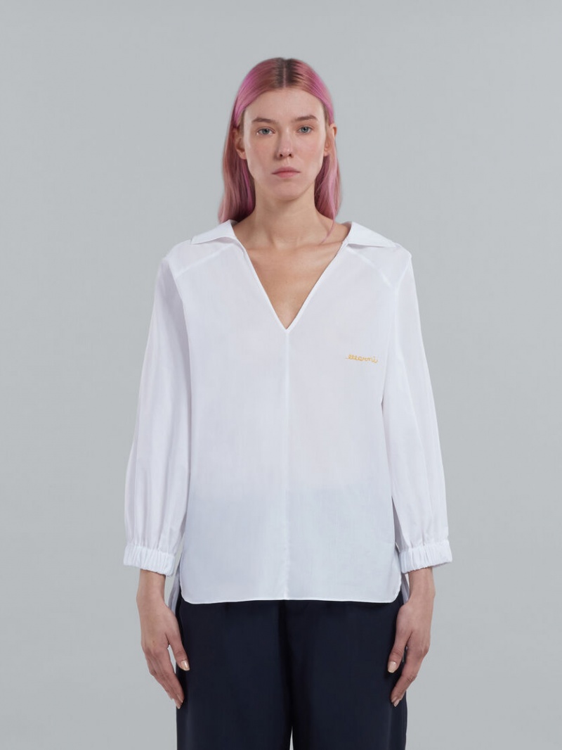 Marni Square-neck Top In Bio Poplin Vita | SEJVR15509