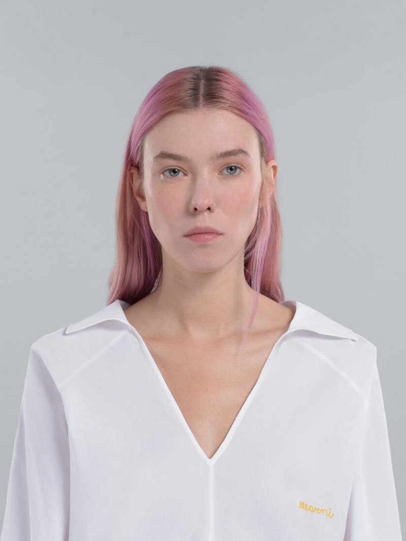 Marni Square-neck Top In Bio Poplin Vita | SEJVR15509