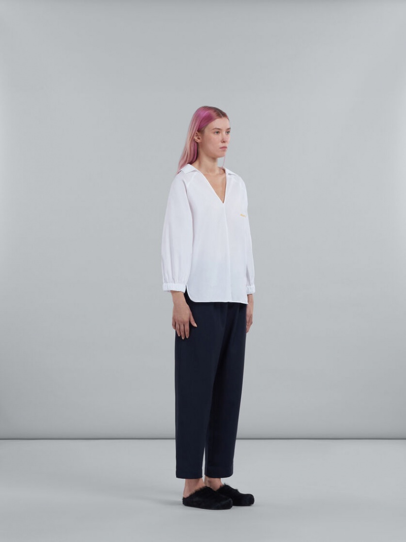 Marni Square-neck Top In Bio Poplin Vita | SEJVR15509