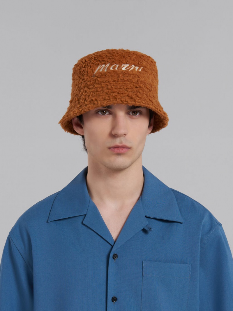 Marni Teddy Bucket Hat With Embroidered Logo Bruna | SENEJ41340