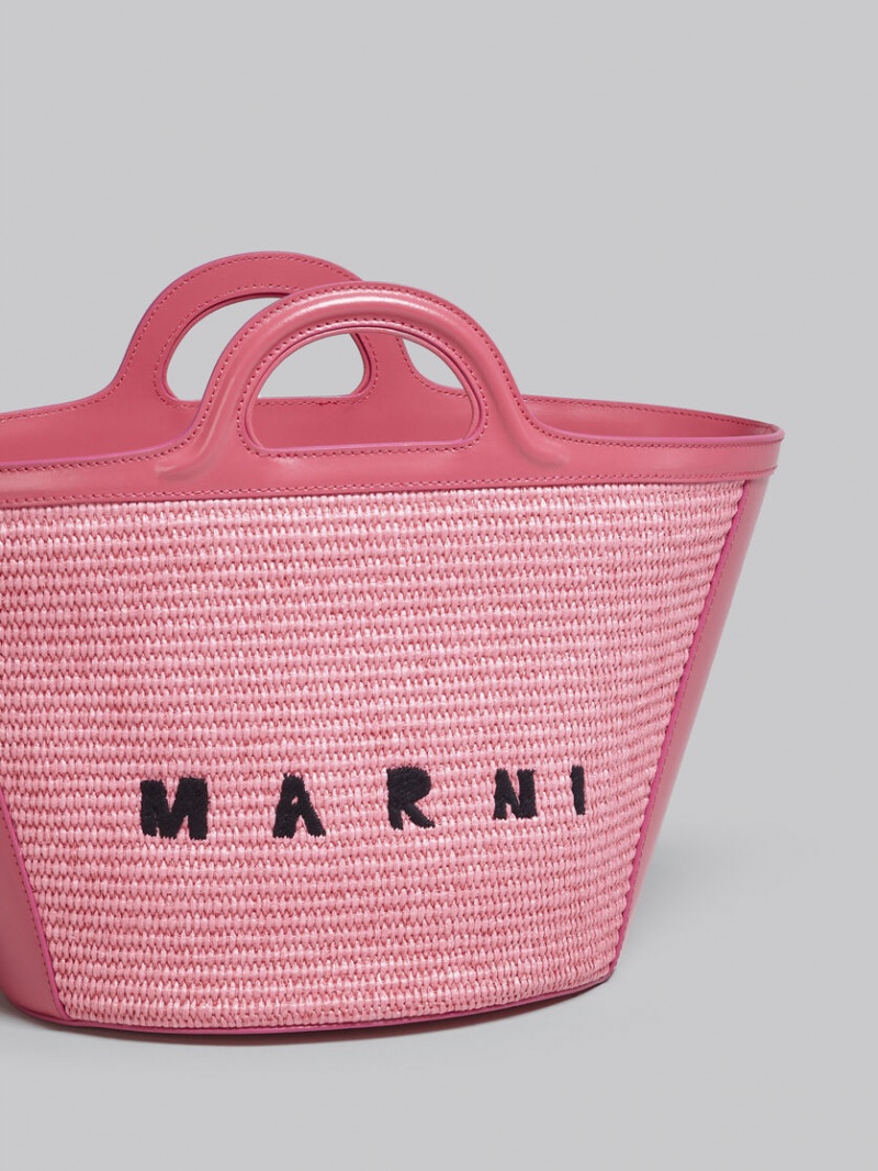 Marni Tropicalia Small Bag Läder And Raffia Rosa | ASEWC44379