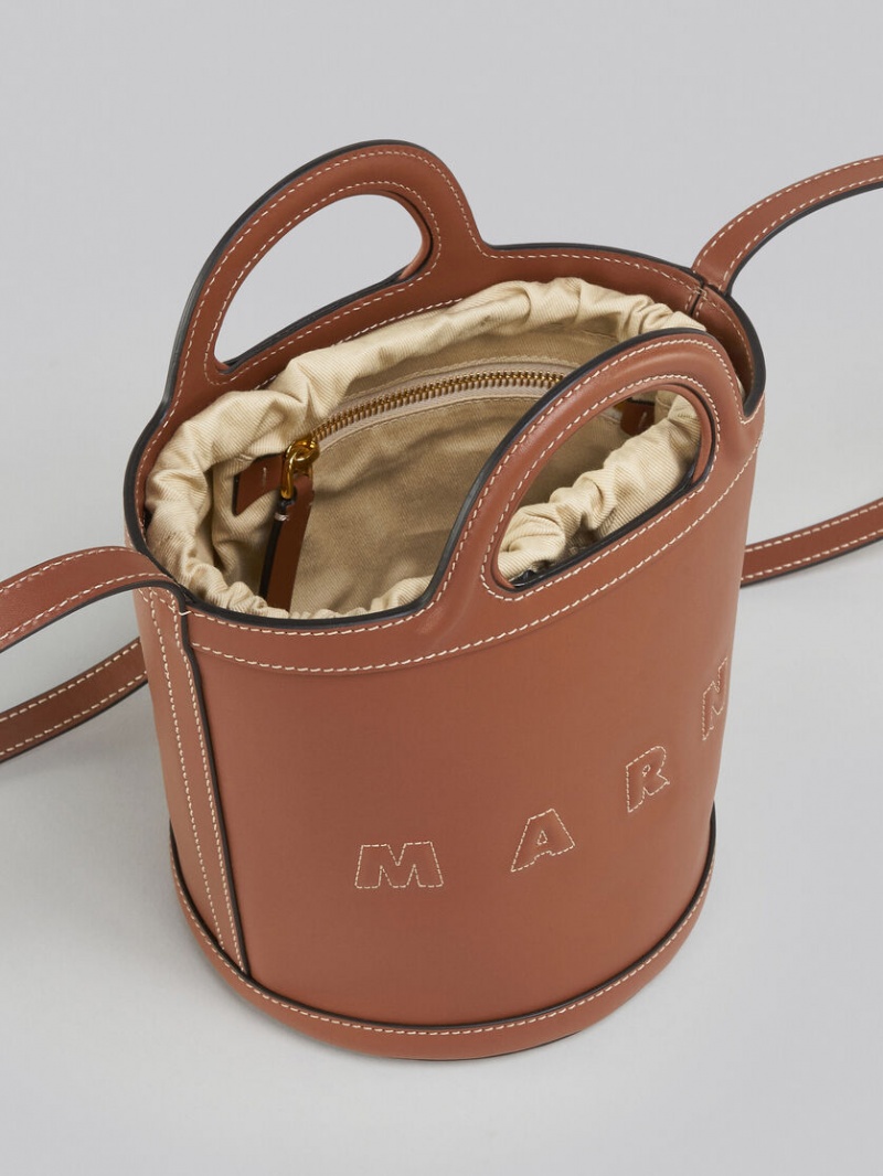 Marni Tropicalia Small Bucket Bag Läder Bruna | PSEER92176