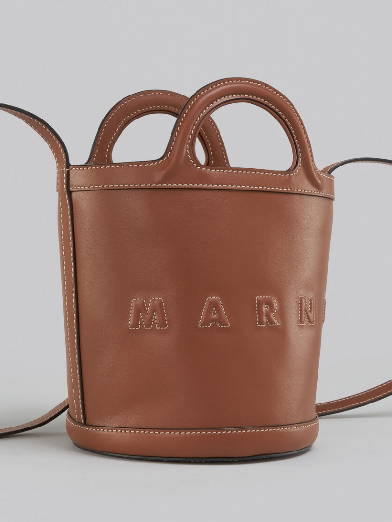 Marni Tropicalia Small Bucket Bag Läder Bruna | PSEER92176