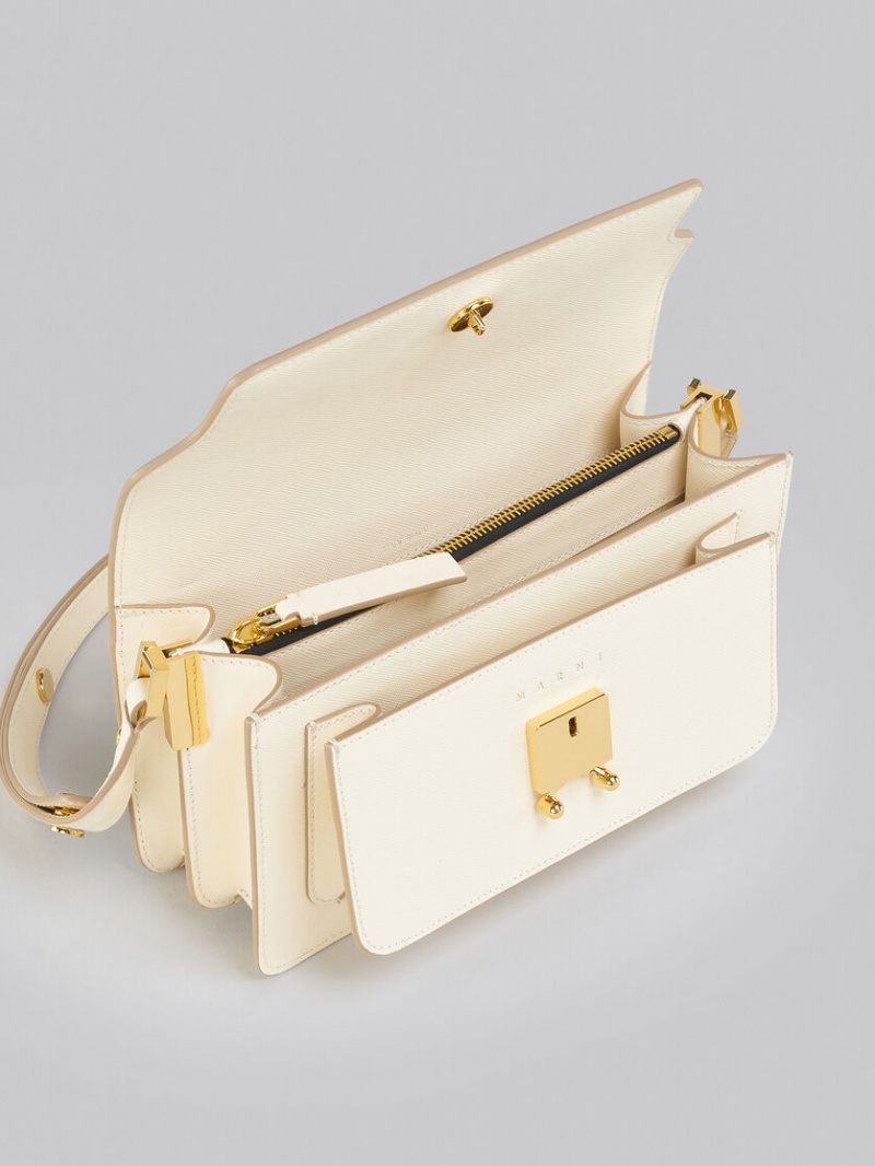 Marni Trunk Bag E/W Läder Vita | BSESD97540
