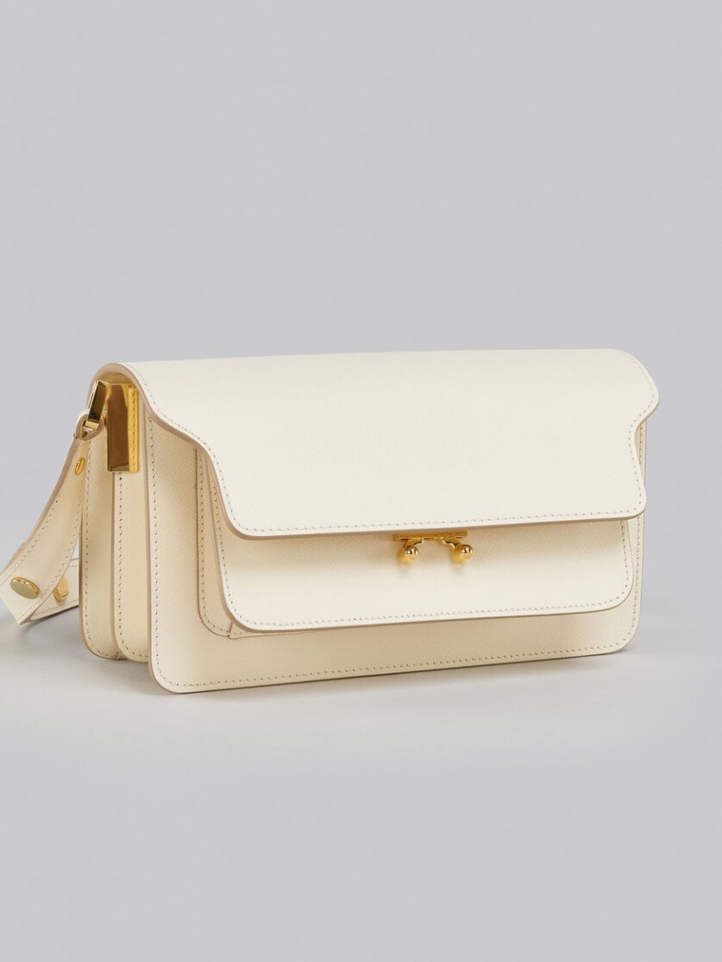 Marni Trunk Bag E/W Läder Vita | BSESD97540