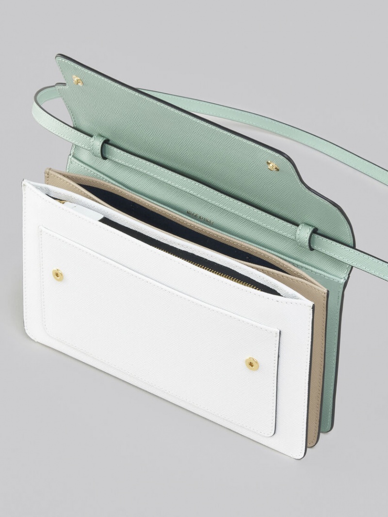 Marni Trunk Clutch Läder Ljusgröna Vita Bruna | SEQAV32528
