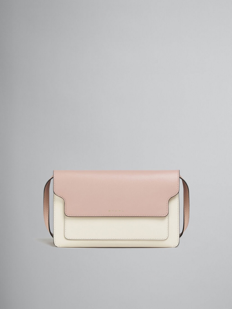 Marni Trunk Clutch Läder Rosa Vita Beige | ESEVG90160