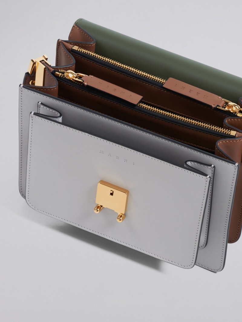 Marni Trunk Medium Bag Läder Gröna Grå Bruna | DSEVO84961