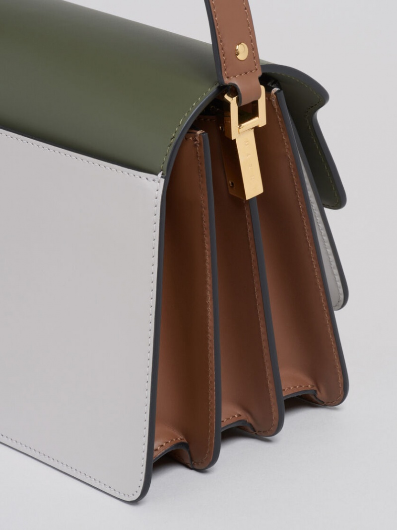 Marni Trunk Medium Bag Läder Gröna Grå Bruna | DSEVO84961