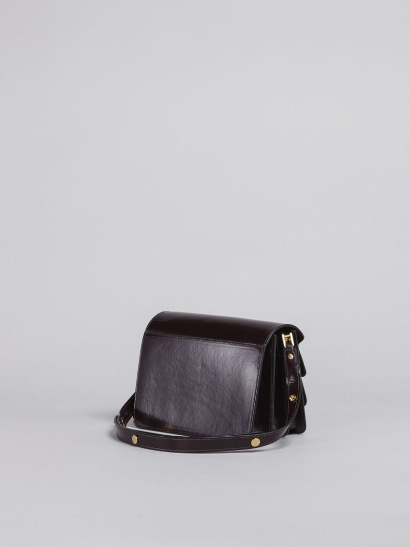 Marni Trunk Medium Bag Läder Mörkröda | USEND36411