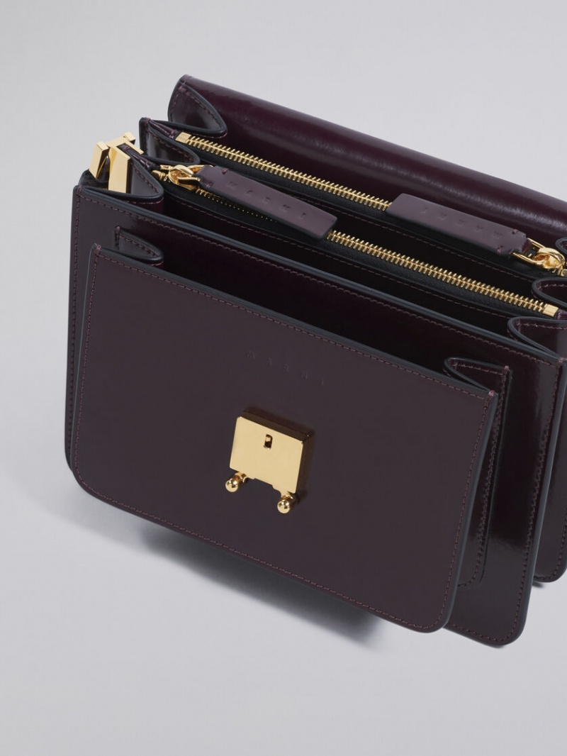 Marni Trunk Medium Bag Läder Mörkröda | USEND36411