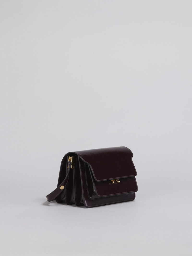 Marni Trunk Medium Bag Läder Mörkröda | USEND36411