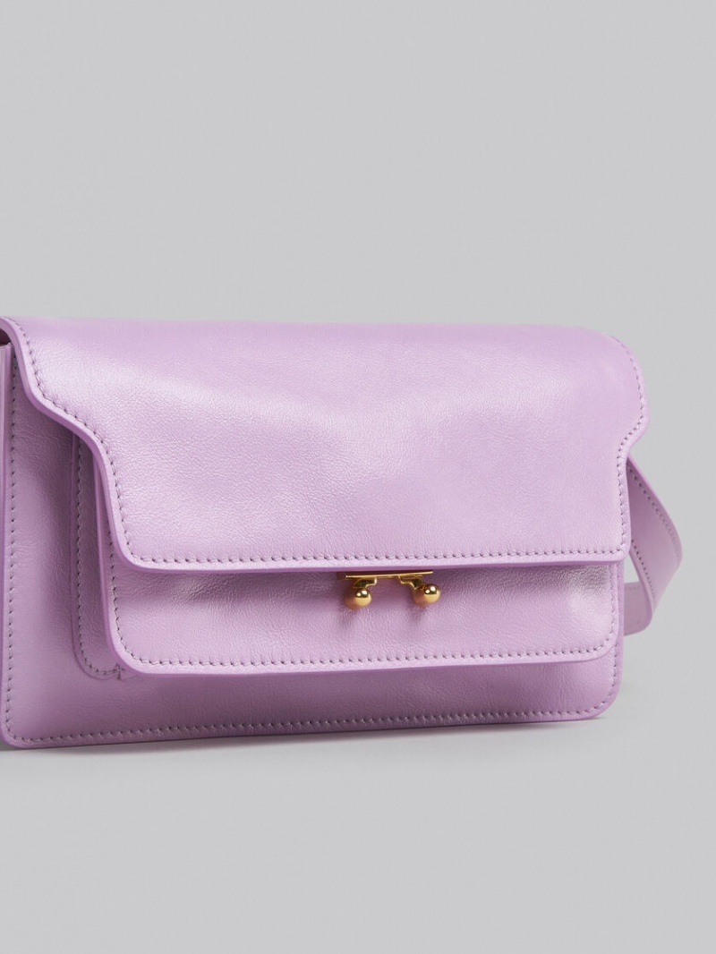 Marni Trunk Soft Bag E/W Läder Lila | TSEWZ41318