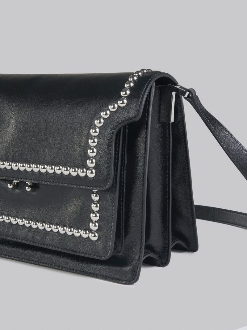 Marni Trunk Soft Large Bag Läder With Studs Svarta | ASEDF79496