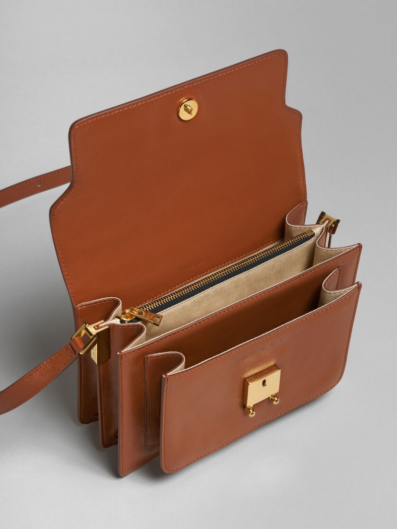 Marni Trunk Soft Medium Bag Läder Bruna | SSENY68326