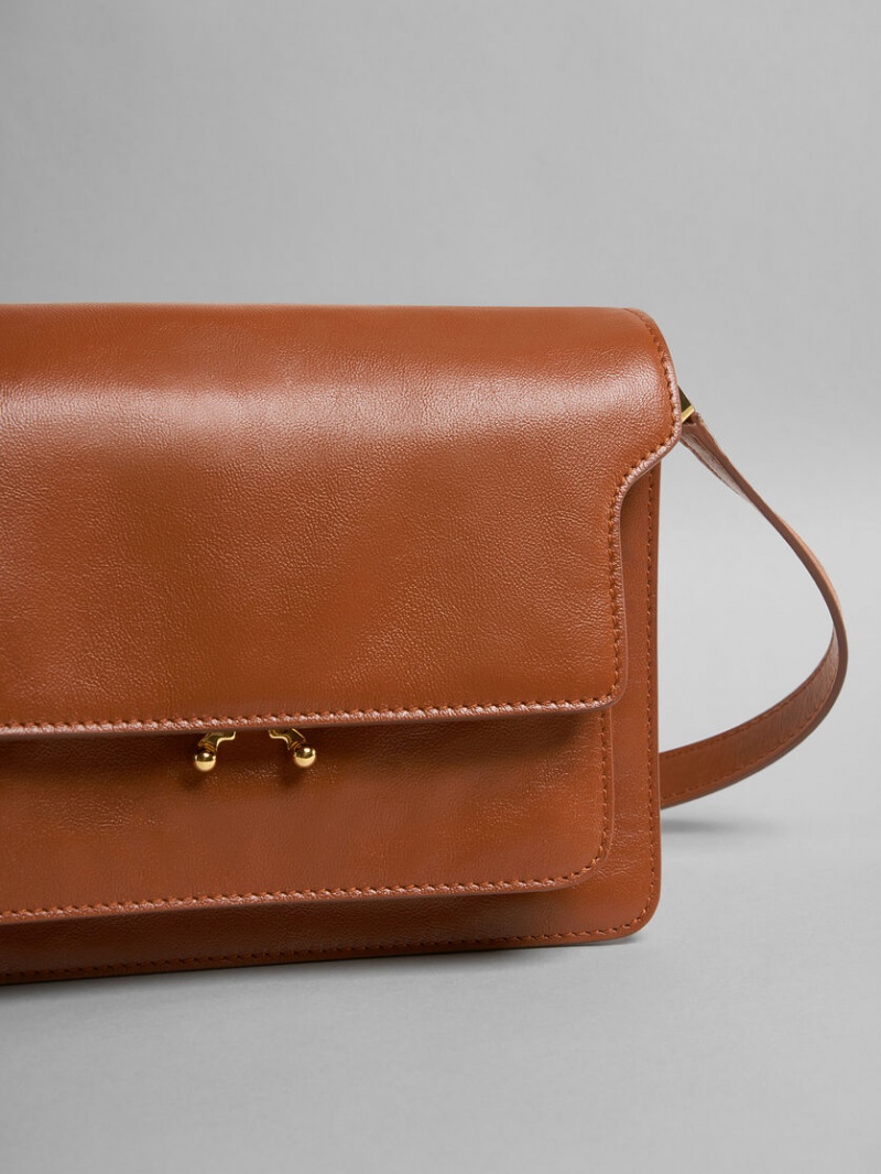Marni Trunk Soft Medium Bag Läder Bruna | SSENY68326