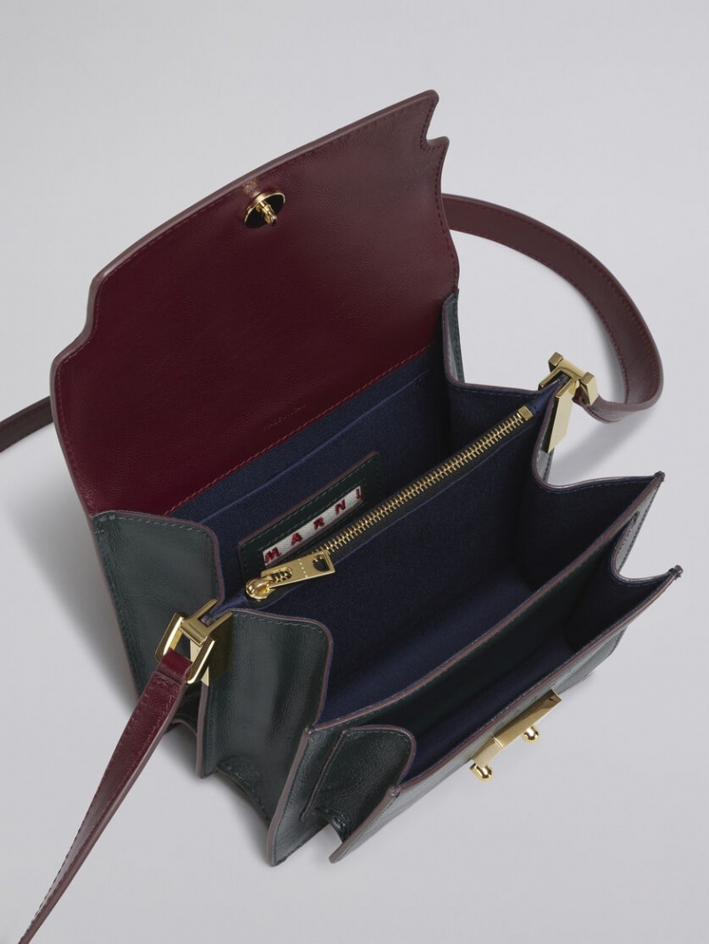 Marni Trunk Soft Mini Bag Läder Gröna Vinröda | SEZDE41533