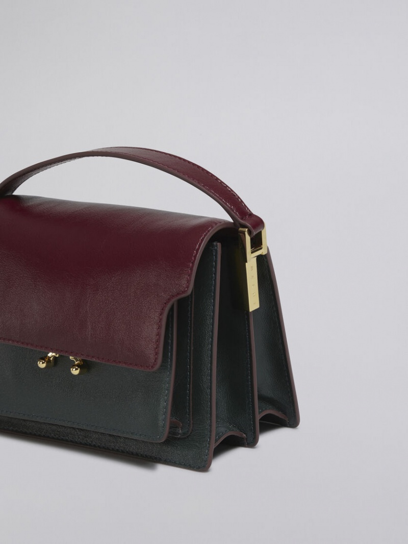 Marni Trunk Soft Mini Bag Läder Gröna Vinröda | SEZDE41533