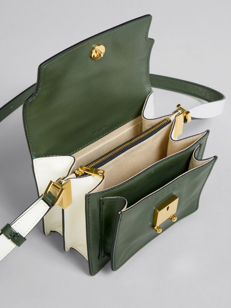 Marni Trunk Soft Mini Bag Läder Gröna Vita | MSEFT81925