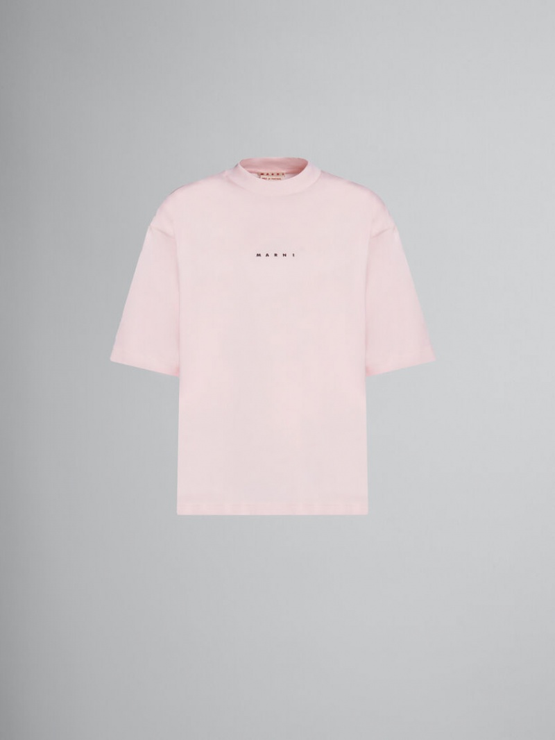 Marni T-shirt With Logo Print Rosa | SEJKU55890