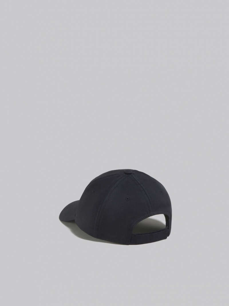 Marni Twill Baseball Cap With Embroidered Logo Svarta | XSEGW91222