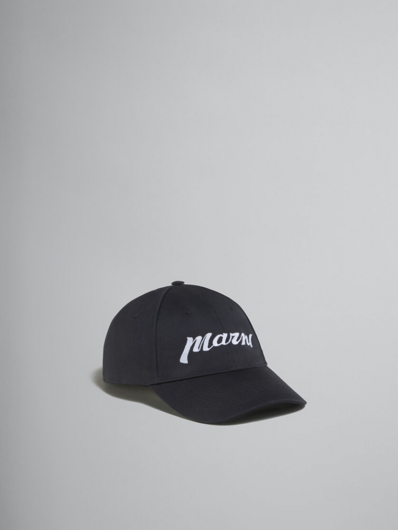 Marni Twill Baseball Cap With Embroidered Logo Svarta | XSEGW91222
