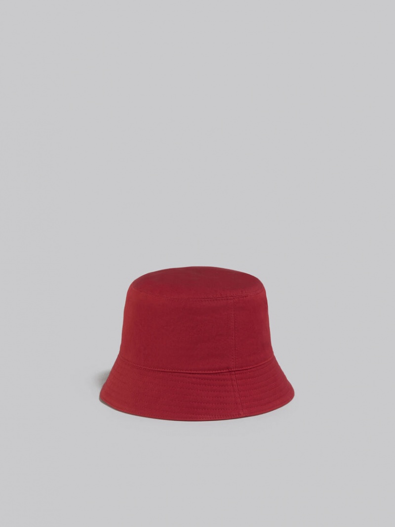 Marni Twill Bucket Hat With Embroidered Logo Röda | SENEJ88991
