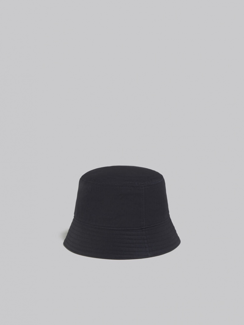 Marni Twill Bucket Hat With Embroidered Logo Svarta | SEJBT93117