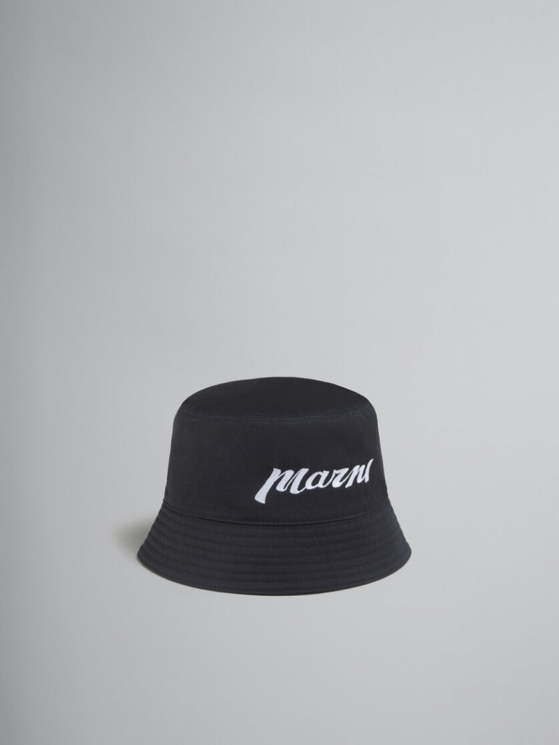 Marni Twill Bucket Hat With Embroidered Logo Svarta | SEJBT93117