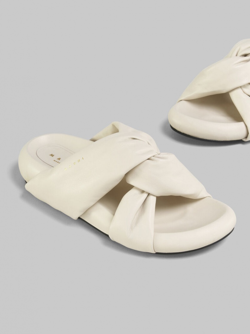 Marni Twisted Läder Bubble Sandal Vita | SEEGJ71735
