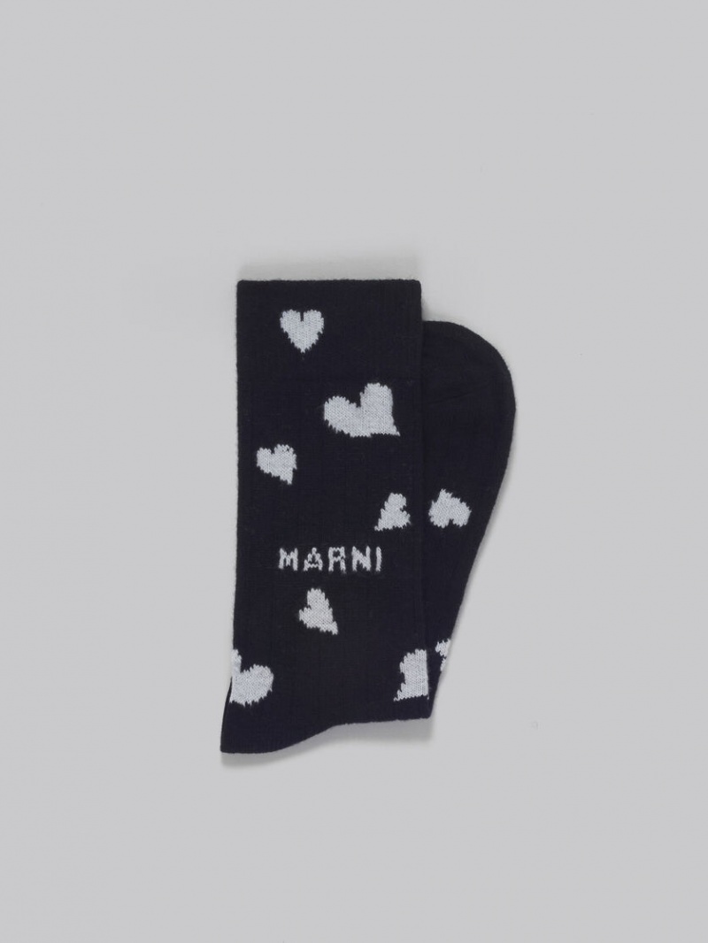 Marni Ull With Heart Motif Svarta | SEZPD77550