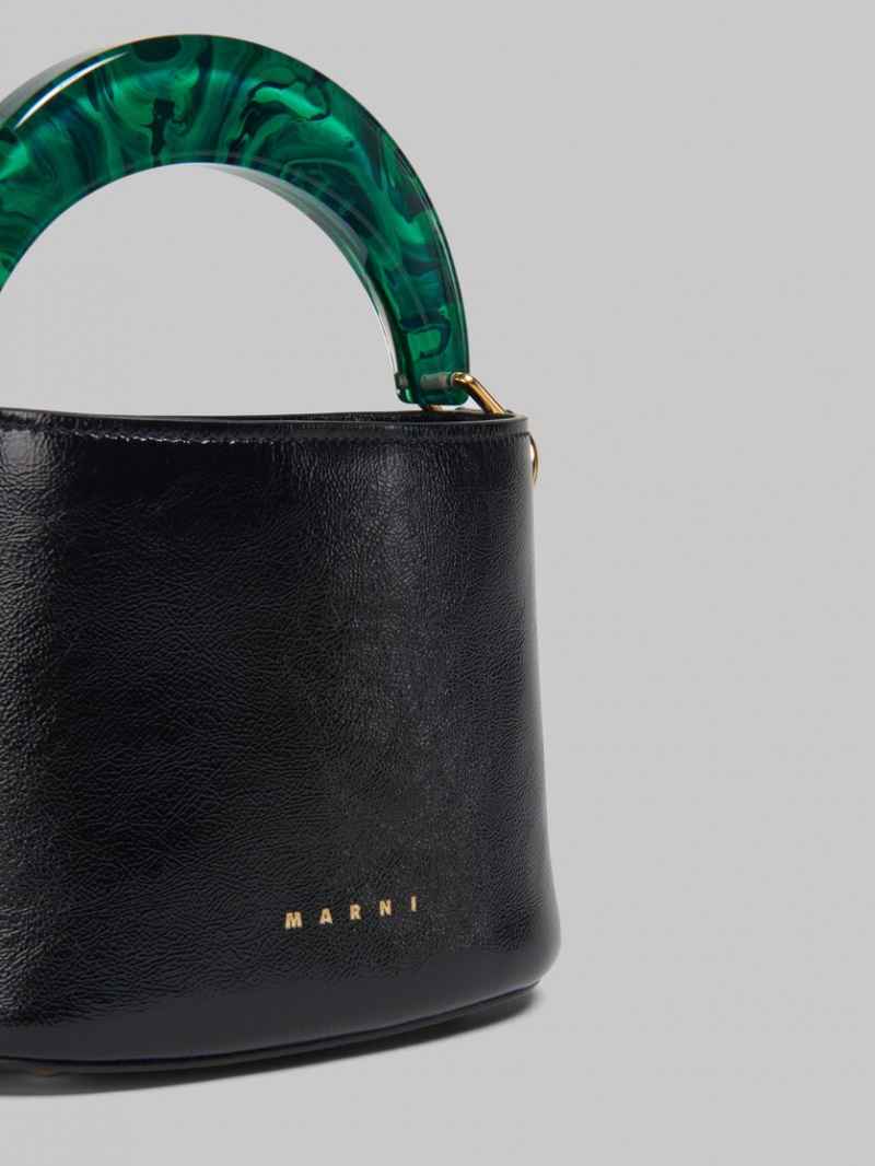 Marni Venice Mini Bucket Bag Lack Läder Svarta | USETG13797